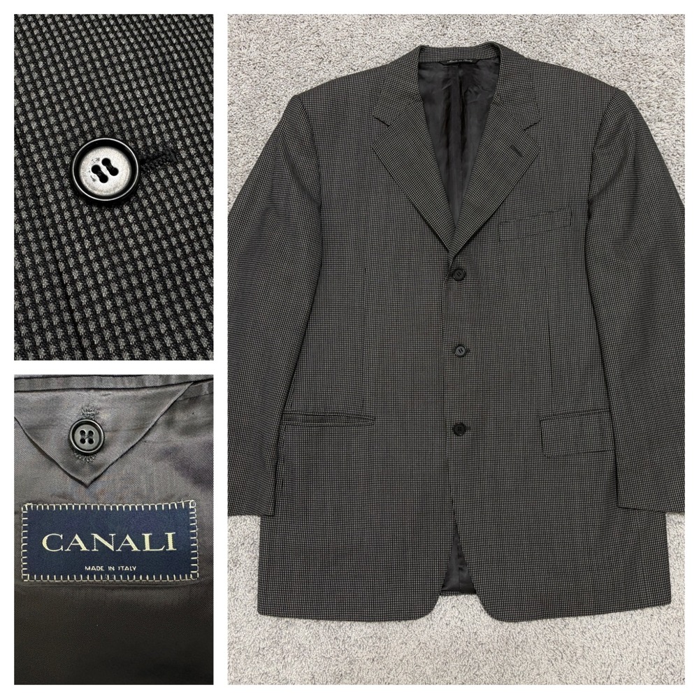 CANALI Blazer Sport Coat Suit Jacket Wool Textured Three Button Ventless Men 52R